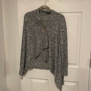 Bobeau Gray Waterfall Cardigan Small Open Front Cozy Lightweight Sweater